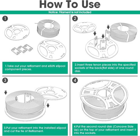 eSUN eSpool بكرة إعادة التعبئة قابلة للفصل، حامل خيوط مجوف قابل لإعادة التدوير من البولي كربونات، بكرة تخزين بديلة سهلة الإعداد وصديقة للبيئة، حزمة واحدة، 200 × 65 مم in Kuwait