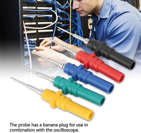 طقم دبابيس مجسات، 5 قطع مجسات و20 قطعة مجموعة اختبار إبر بديلة للسيارات، 37 مم، مجسات اختبار دبوس إبرة ثقب العزل لاختبار السيارة أحمر/أسود/أزرق/أخضر/أصفر in Kuwait