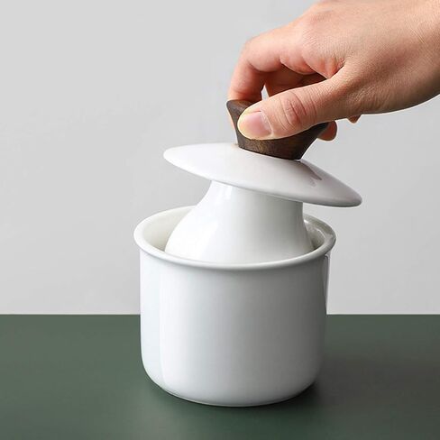 DOWAN Butter Crock for Counter, French Butter Keeper Crock with Water, Ceramic Airtight Butter Dish with Wood Knob Lid for Soft Butter, White in Kuwait