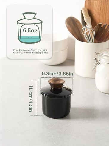 DOWAN Butter Crock for Counter, French Butter Keeper Crock with Water, Ceramic Airtight Butter Dish with Wood Knob Lid for Soft Butter, White in Kuwait
