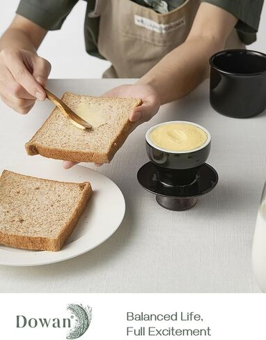 DOWAN Butter Crock for Counter, French Butter Keeper Crock with Water, Ceramic Airtight Butter Dish with Wood Knob Lid for Soft Butter, White in Kuwait