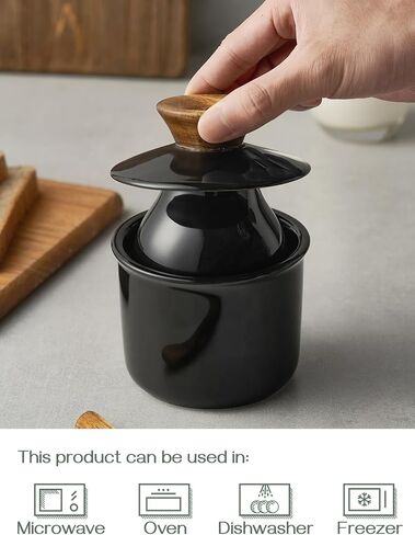 DOWAN Butter Crock for Counter, French Butter Keeper Crock with Water, Ceramic Airtight Butter Dish with Wood Knob Lid for Soft Butter, White in Kuwait