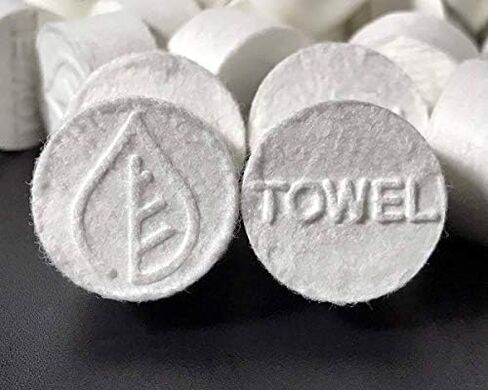 Portawipes Coin Tissues | 100 Pack with 2 Carrying Cases | Toilet Paper Tablets | Compressed Towels | Expandable Wipes | Soft & Odor Free in Kuwait