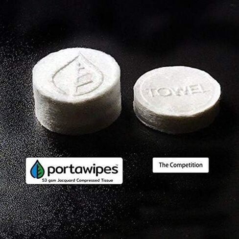 Portawipes Coin Tissues | 100 Pack with 2 Carrying Cases | Toilet Paper Tablets | Compressed Towels | Expandable Wipes | Soft & Odor Free in Kuwait
