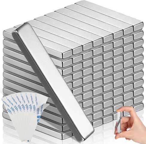 hicarer 80 حزمة شريط النيوديميوم المغناطيس مستطيلة نادرة مغناطيس الأرض رقيقة شريط المغناطيس الثقيلة الشريط المغناطيسي مع لاصق مزدوج من جانب المعادن شريط المغناطيس مجموعة لمكتب مطبخ الثلاجة DIY، 60 × 10 × 3 مم in Kuwait