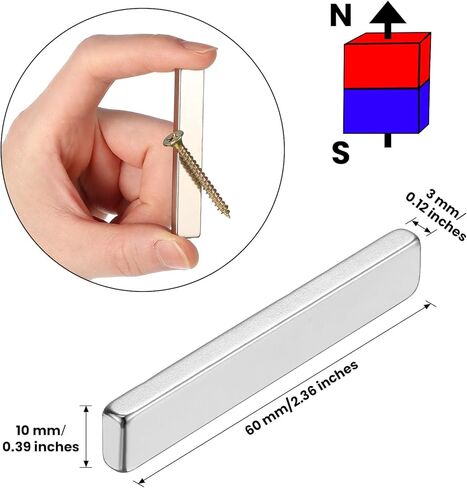 hicarer 80 حزمة شريط النيوديميوم المغناطيس مستطيلة نادرة مغناطيس الأرض رقيقة شريط المغناطيس الثقيلة الشريط المغناطيسي مع لاصق مزدوج من جانب المعادن شريط المغناطيس مجموعة لمكتب مطبخ الثلاجة DIY، 60 × 10 × 3 مم in Kuwait