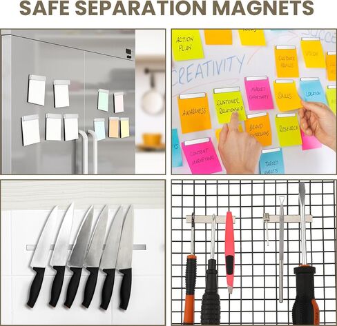 hicarer 80 حزمة شريط النيوديميوم المغناطيس مستطيلة نادرة مغناطيس الأرض رقيقة شريط المغناطيس الثقيلة الشريط المغناطيسي مع لاصق مزدوج من جانب المعادن شريط المغناطيس مجموعة لمكتب مطبخ الثلاجة DIY، 60 × 10 × 3 مم in Kuwait