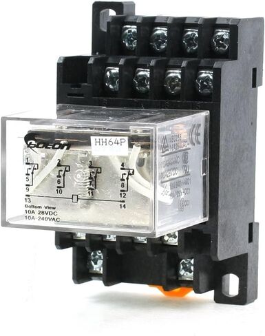uxcell 35mm DIN Rail DC 12V Coil 4PDT 14P LY4NJ General Purpose Power Relay with Base, Black in Saudi Arabia