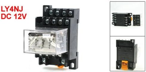 uxcell 35mm DIN Rail DC 12V Coil 4PDT 14P LY4NJ General Purpose Power Relay with Base, Black in Saudi Arabia