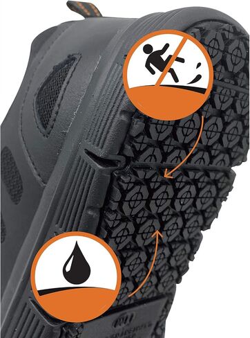 VANGELO Professional Slip Resistant Men Work Sneaker Shoe for Food Service Health Care Nurse Nick and Jimmy Black in Kuwait