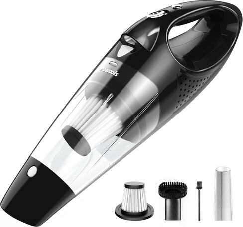 مكنسة كهربائية محمولة من بووولز قابلة لإعادة الشحن مع فلترين - مكنسة كهربائية للسيارة عالية الطاقة مع تقنية الشحن السريع، مكنسة كهربائية محمولة، مكنسة يدوية خفيفة الوزن مع ضوء LED، فضي (PL8188) in Kuwait