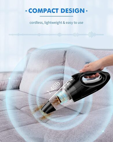 مكنسة كهربائية محمولة من بووولز قابلة لإعادة الشحن مع فلترين - مكنسة كهربائية للسيارة عالية الطاقة مع تقنية الشحن السريع، مكنسة كهربائية محمولة، مكنسة يدوية خفيفة الوزن مع ضوء LED، فضي (PL8188) in Kuwait