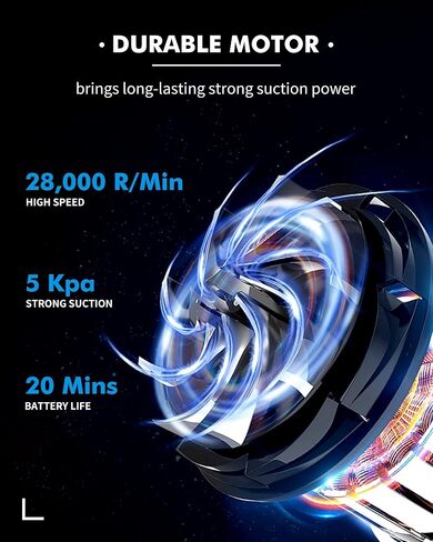 مكنسة كهربائية محمولة من بووولز قابلة لإعادة الشحن مع فلترين - مكنسة كهربائية للسيارة عالية الطاقة مع تقنية الشحن السريع، مكنسة كهربائية محمولة، مكنسة يدوية خفيفة الوزن مع ضوء LED، فضي (PL8188) in Kuwait