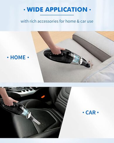 مكنسة كهربائية محمولة من بووولز قابلة لإعادة الشحن مع فلترين - مكنسة كهربائية للسيارة عالية الطاقة مع تقنية الشحن السريع، مكنسة كهربائية محمولة، مكنسة يدوية خفيفة الوزن مع ضوء LED، فضي (PL8188) in Kuwait