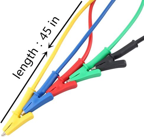 مقاطع التمساح Eiechip الكهربائية، شرائح التمساح مع كابل اختبار الأسلاك مقاطع مزدوجة الأطراف، مقاطع التمساح كابل اختبار معزول 5 ألوان 5 قطع 45 بوصة in Kuwait