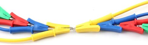 مقاطع التمساح Eiechip الكهربائية، شرائح التمساح مع كابل اختبار الأسلاك مقاطع مزدوجة الأطراف، مقاطع التمساح كابل اختبار معزول 5 ألوان 5 قطع 45 بوصة in Kuwait