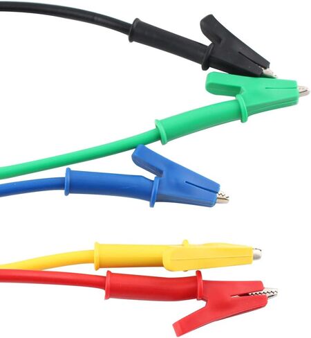 مقاطع التمساح Eiechip الكهربائية، شرائح التمساح مع كابل اختبار الأسلاك مقاطع مزدوجة الأطراف، مقاطع التمساح كابل اختبار معزول 5 ألوان 5 قطع 45 بوصة in Kuwait