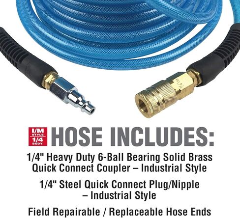 Primefit PU141002C-B 1/4-Inch x 100-Feet Polyurethane Air Hose with Coupler/Plug (Max 200-PSI Pressure) in Saudi Arabia