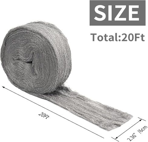 Stainless Steel Wool, Steel Wool Fill Fabric Roll, Gap Blocker Coarse Wire Hardware Cloth DIY Kit for Holes, Wall, Garden, Kitchen, Pipeline in Garage (20FT) in Saudi Arabia