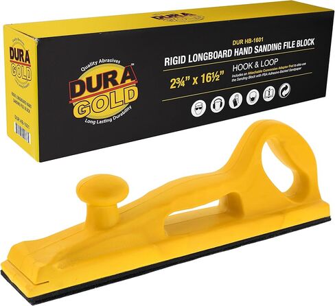 كتلة ملف الصنفرة اليدوية الصلبة من سلسلة Dura-Gold Pro مع كل من الخطاف والحلقة الخلفية ووسادة محول تحويل دعم PSA - للبكرات المستمرة أو أوراق ورق الصنفرة مقاس 16-1/2 بوصة × 2-3/4 بوصة، خشب تلقائي in Kuwait