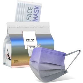 FWPP Disposable Face Masks Wide Flat Earloop Individually wrapped 3 layer Spunlace Non-woven Fabric Purple Grey Gradient 50pcs