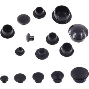 Keadic 300 Pcs Plastic Black Plugs Hole Button Top Flush Type Panel Plugs Fastener Drilling Covers Caps for Chair Bookshelf Cabinet Cupboard Shelves (14mm)