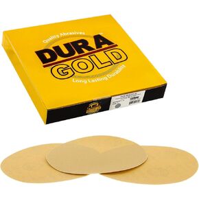 Dura-Gold Premium 8" Gold PSA Sanding Discs - 40 Grit (Box of 10) - Self Adhesive Stickyback Sandpaper for DA Sander, Finishing Coarse-Cut Abrasive - Sand Automotive Car Paint, Woodworking Wood, Metal