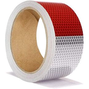 30ft X 2" Reflective Safety Tape Honeycomb Red for Trailers 2 Inch - Reflector Conspicuity Caution Warning Sticker High Intensity Waterproof (Red)