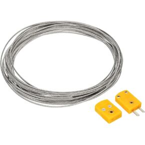 MECCANIXITY K Type Thermocouple Extension Wire 1/8" Width 33ft with 10 Set K Type Male Female Probe Connector for Measuring in Saudi Arabia