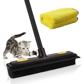 DoogePiit Rubber Broom for Pet Hair Remover,Carpet Rake-Rubber Broom with Squeegee, Portable Detailing Lint Remover Brush, Pet Hair Removal Tool for Carpet, Hardwood Floor, Tile, Window in Saudi Arabia