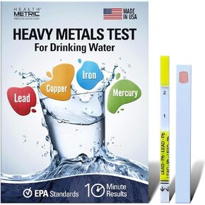Health Metric Test Kit for Drinking Water - Easy Water Home Test for Lead, Iron, Copper and Mercury - Heavy Metal Test Strips for Well Water - Accurate Results in One Minute in Kuwait