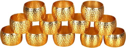 Everyday Metal Napkin Rings for Wedding Receptions, Dinners Parties, Family Gatherings, Everyday Use - Hand Made by Skilled artisans, Hammered Silver, Set of 6 in Saudi Arabia