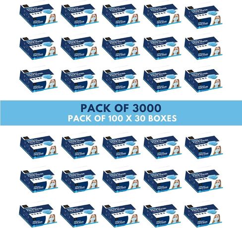 Samadhaan Face Mask, Non Woven Thick 3-Layer Breathable Face Masks with Adjustable Earloop, Mouth and Nose Protection Dust face Mask Disposable (Pack of 50) in Saudi Arabia