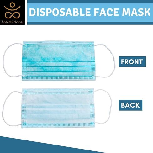 Samadhaan Face Mask, Non Woven Thick 3-Layer Breathable Face Masks with Adjustable Earloop, Mouth and Nose Protection Dust face Mask Disposable (Pack of 50) in Saudi Arabia