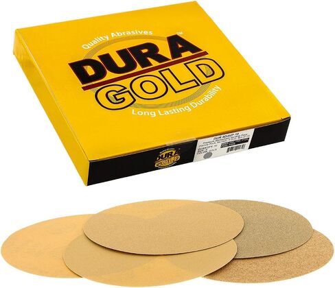 Dura-Gold Premium 8" Gold PSA Sanding Discs - 40 Grit (Box of 10) - Self Adhesive Stickyback Sandpaper for DA Sander, Finishing Coarse-Cut Abrasive - Sand Automotive Car Paint, Woodworking Wood, Metal in Saudi Arabia