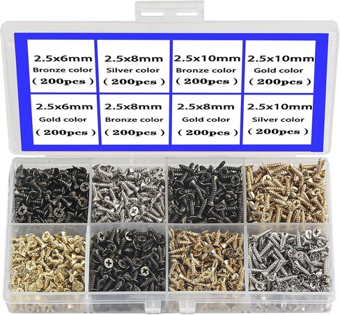 newlng 1200pcs Small Screws Phillips Flat Head Cross Self Tapping Tiny Screw Cabinet Electronic Accessories Screw Multifunctional DIY Micro Woodworking Mini Screw Set Gold in Saudi Arabia
