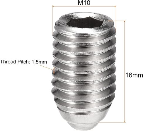 مجموعة براغي Uxcell ذات نقطة كروية، M10 x 16 مم 304 من الفولاذ المقاوم للصدأ متري زنبركي سداسي المسمار 6 قطع in Kuwait