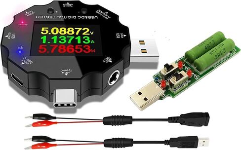 جهاز اختبار USB C، 3 في 1 نوع C DC5.5 جهاز اختبار تحميل USB، شاشة ملونة، IPS رقمي متعدد الجهد الكهربي الحالي، مراقبة قدرة مقاومة الطاقة، اختبار DC، يدعم PD2.0/3.0 QC2.0/3.0 BC1.2 in Kuwait