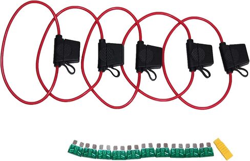 حامل مصهر للسيارة 30A مصهر مجرف و12AWG كابل 5 قطع 30A مصهر مجرف 10 قطع حزمة بيع (30A) in Kuwait