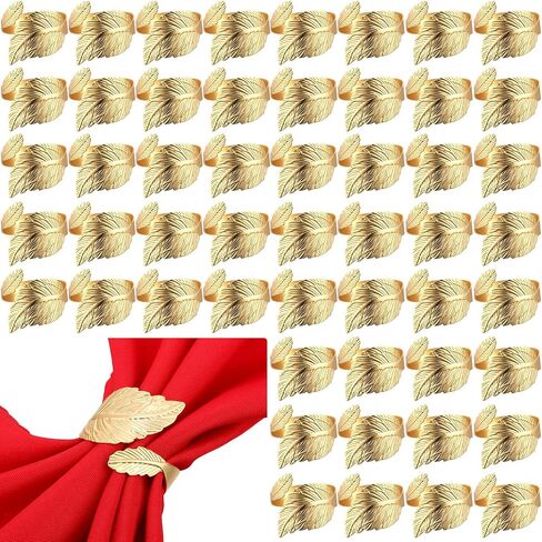Bokon 100 قطعة حلقات منديل ذهبية لحفلات الزفاف، حلقات منديل ورقية ذهبية، حوامل مناديل معدنية للمناديل القماشية، إعداد الطاولة، حفلات الزفاف، مأدبة رسمية أو غير رسمية، ديكورات الطعام in Kuwait