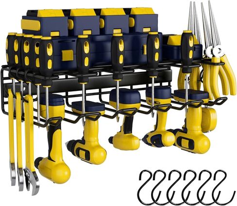 Yidaimi Power Tool Organizer with 5 Drill Rack,Battery Tool Organizer and Storage,Garage Heavy Duty Metal Tool Shelf,130 Pounds Weight Limit,Power Tool Holder Wall Mounted,5 Cordless Drills Tool Rack in Saudi Arabia