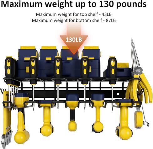 Yidaimi Power Tool Organizer with 5 Drill Rack,Battery Tool Organizer and Storage,Garage Heavy Duty Metal Tool Shelf,130 Pounds Weight Limit,Power Tool Holder Wall Mounted,5 Cordless Drills Tool Rack in Saudi Arabia