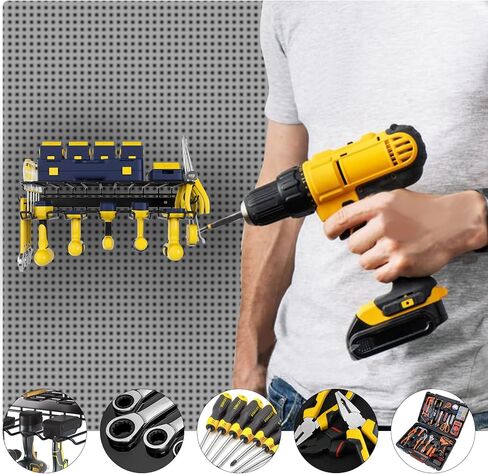 Yidaimi Power Tool Organizer with 5 Drill Rack,Battery Tool Organizer and Storage,Garage Heavy Duty Metal Tool Shelf,130 Pounds Weight Limit,Power Tool Holder Wall Mounted,5 Cordless Drills Tool Rack in Saudi Arabia