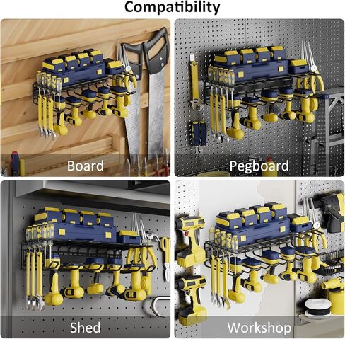 Yidaimi Power Tool Organizer with 5 Drill Rack,Battery Tool Organizer and Storage,Garage Heavy Duty Metal Tool Shelf,130 Pounds Weight Limit,Power Tool Holder Wall Mounted,5 Cordless Drills Tool Rack in Saudi Arabia