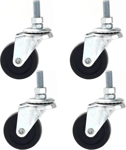 4 Pack Swivel Stem Caster w/ 2" Hard Rubber Wheel 3/8" threaded stem 1.1" Stem Length Heavy Duty in Kuwait