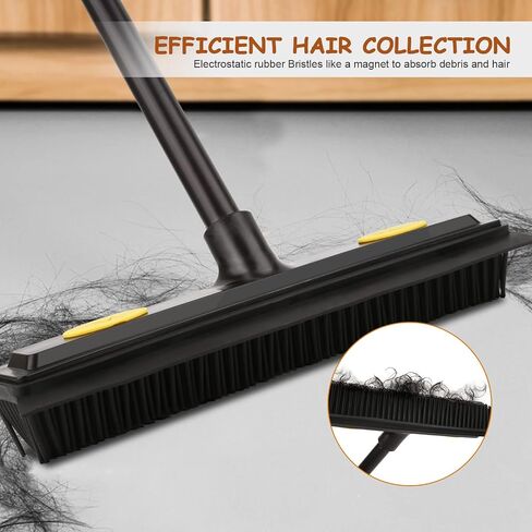 DoogePiit Rubber Broom for Pet Hair Remover,Carpet Rake-Rubber Broom with Squeegee, Portable Detailing Lint Remover Brush, Pet Hair Removal Tool for Carpet, Hardwood Floor, Tile, Window in Saudi Arabia
