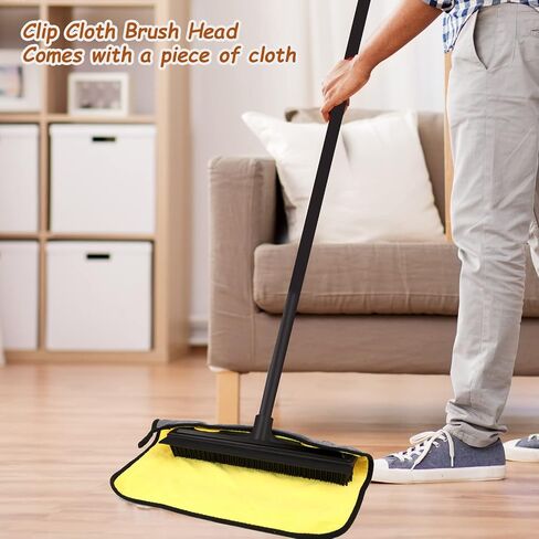 DoogePiit Rubber Broom for Pet Hair Remover,Carpet Rake-Rubber Broom with Squeegee, Portable Detailing Lint Remover Brush, Pet Hair Removal Tool for Carpet, Hardwood Floor, Tile, Window in Saudi Arabia