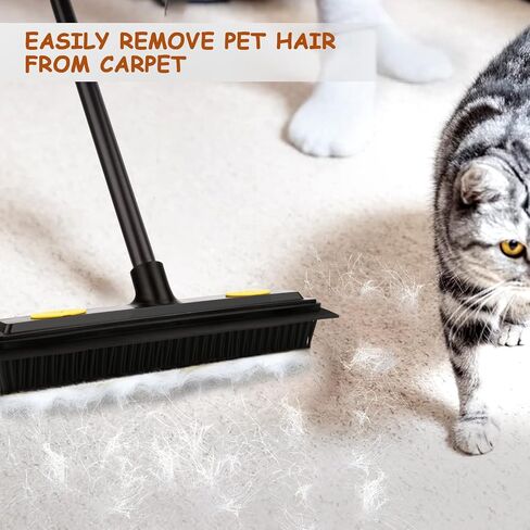 DoogePiit Rubber Broom for Pet Hair Remover,Carpet Rake-Rubber Broom with Squeegee, Portable Detailing Lint Remover Brush, Pet Hair Removal Tool for Carpet, Hardwood Floor, Tile, Window in Saudi Arabia