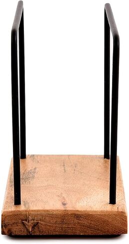 Samhita Wooden Napkin Holder for Table with Iron Wire, Standing Napkin Holder for Table, Kitchen Dining Room Cafes Home Décor (6" x 3" x 5") in Saudi Arabia