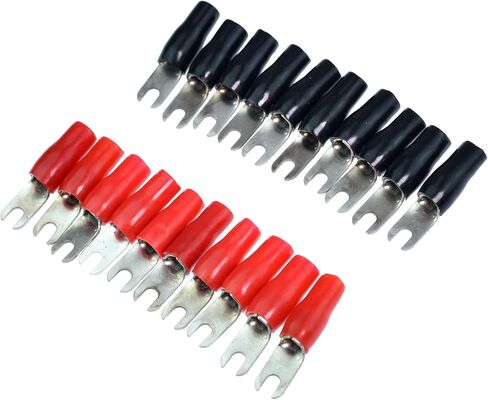 Conext Link 20pcs Barrier Spade Fork Terminal Connector 8 GA AWG Gauge Crimp Red Black Boots （16564） in Saudi Arabia